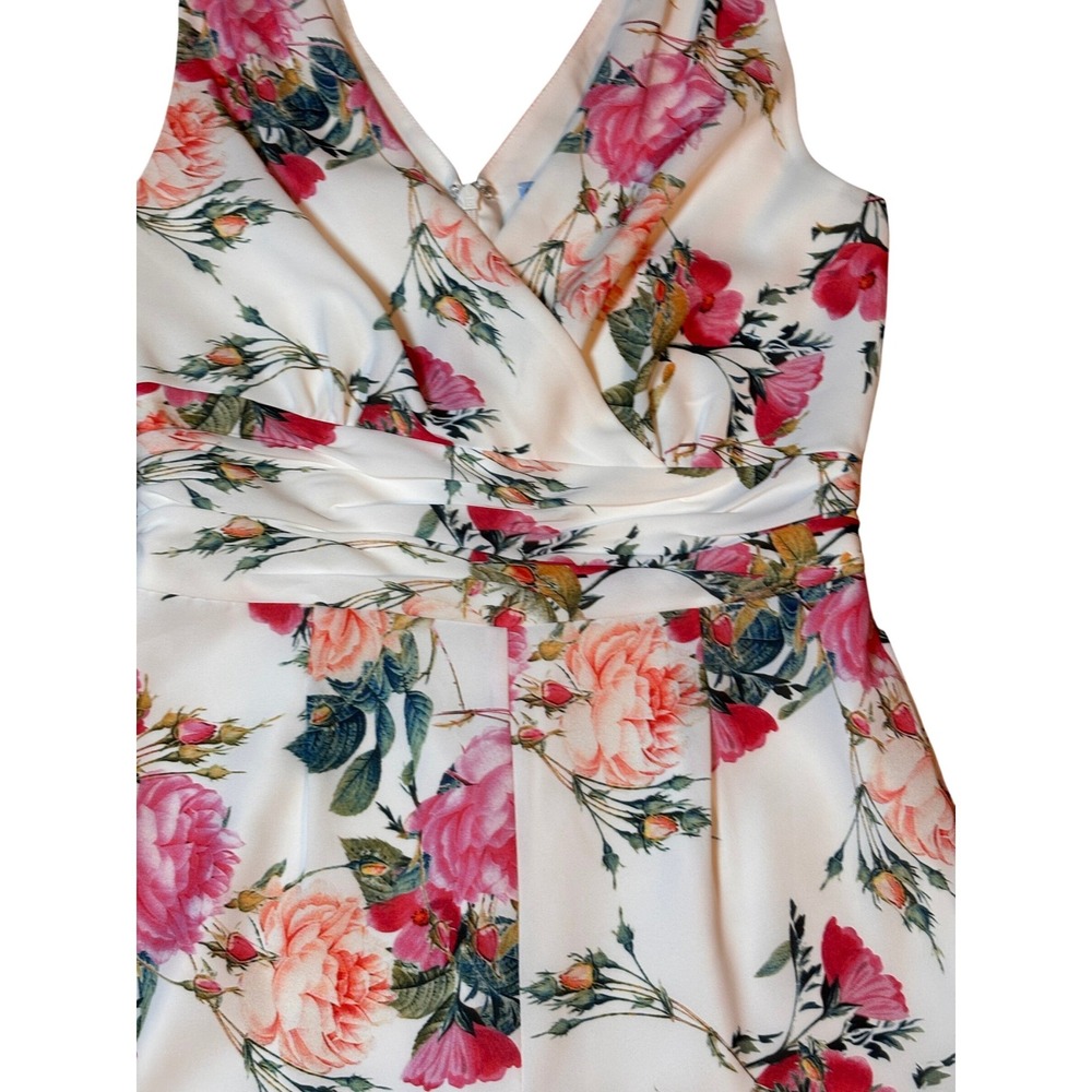 Floral Sleeveless Wide Leg Antonio Melani Jumpsuit 2 White Pink - Picture 2 of 10